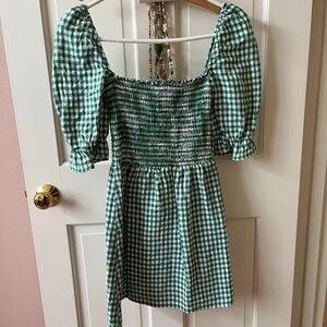 Green Gingham Reformation Dress XS